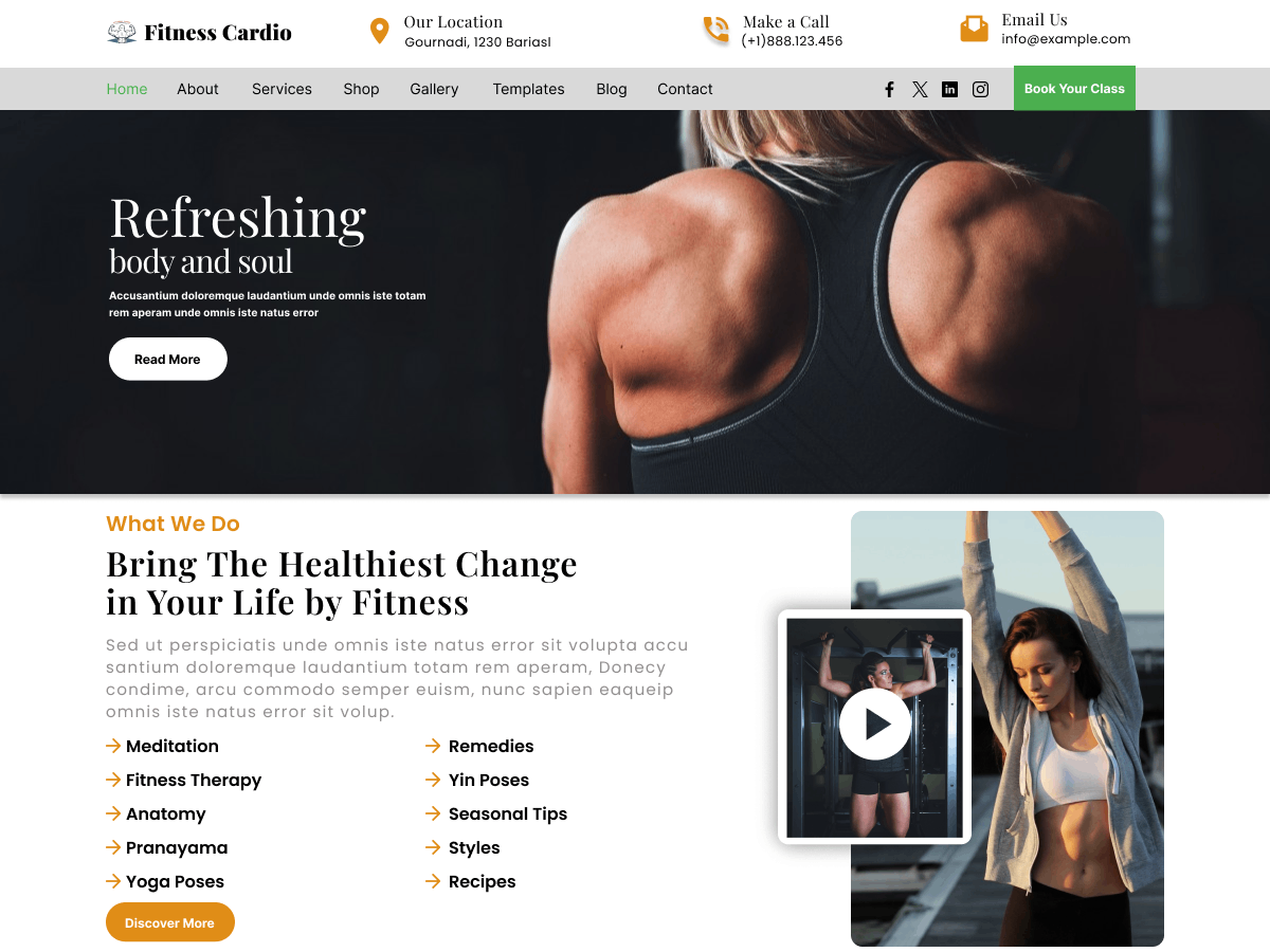 Free Fitness WordPress Theme